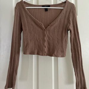 Ribbed v-neck crop cardigan